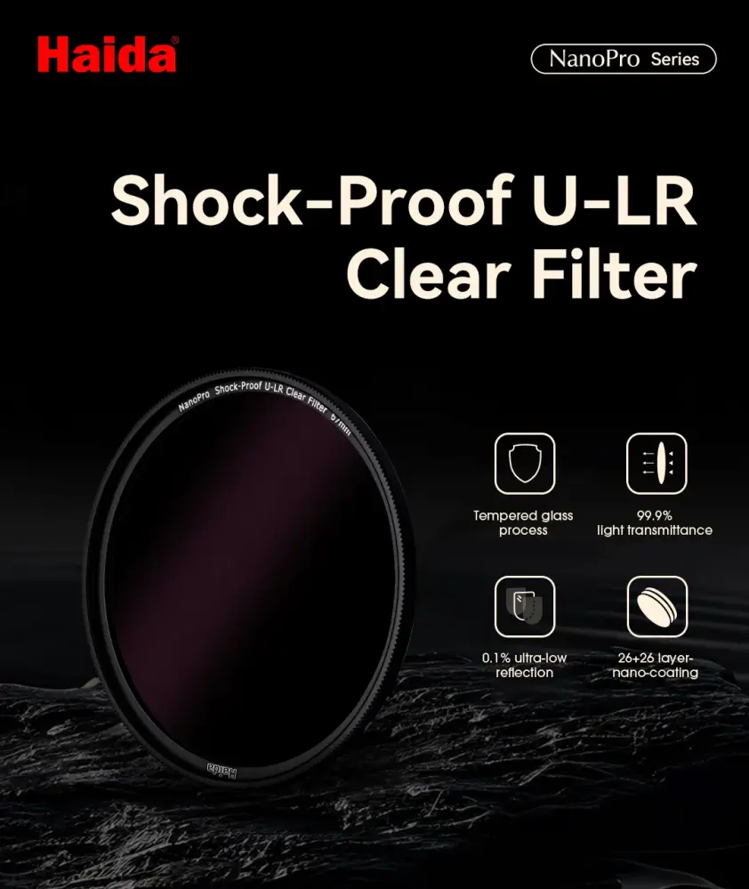  Haida NanoPro Shock-Proof U-LR Clear Filter – 99,9 % ljusöverföring