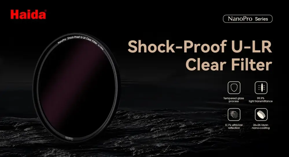  Haida NanoPro Shock-Proof U-LR Clear Filter – 99,9 % ljusöverföring