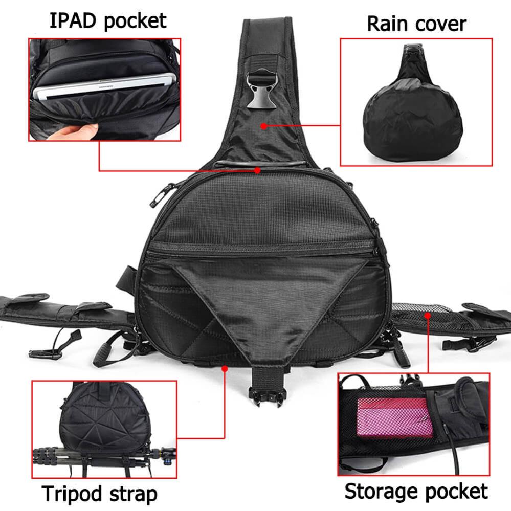  Caden Kameraväska grön med axelrem & regnskydd