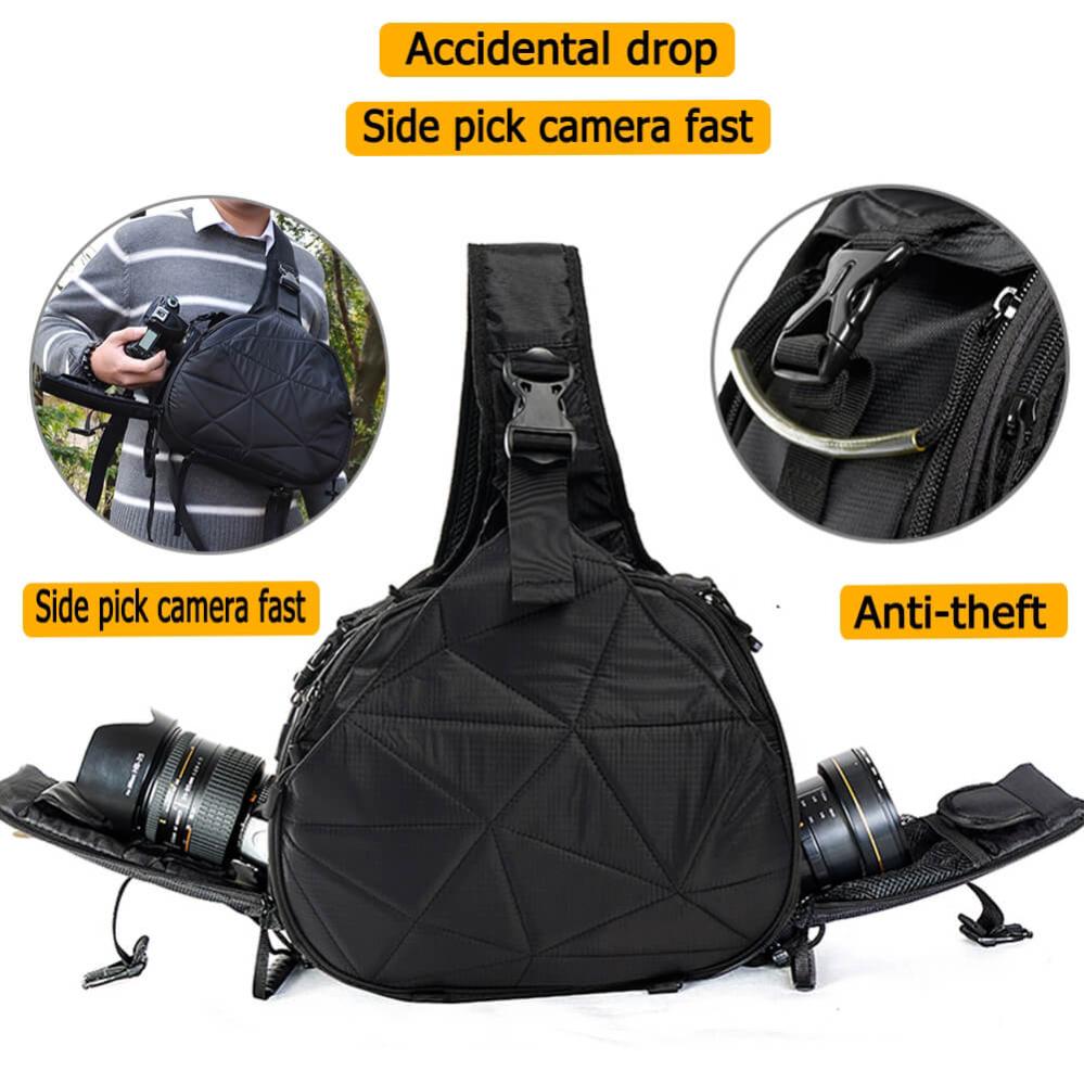  Caden Kameraväska grön med axelrem & regnskydd