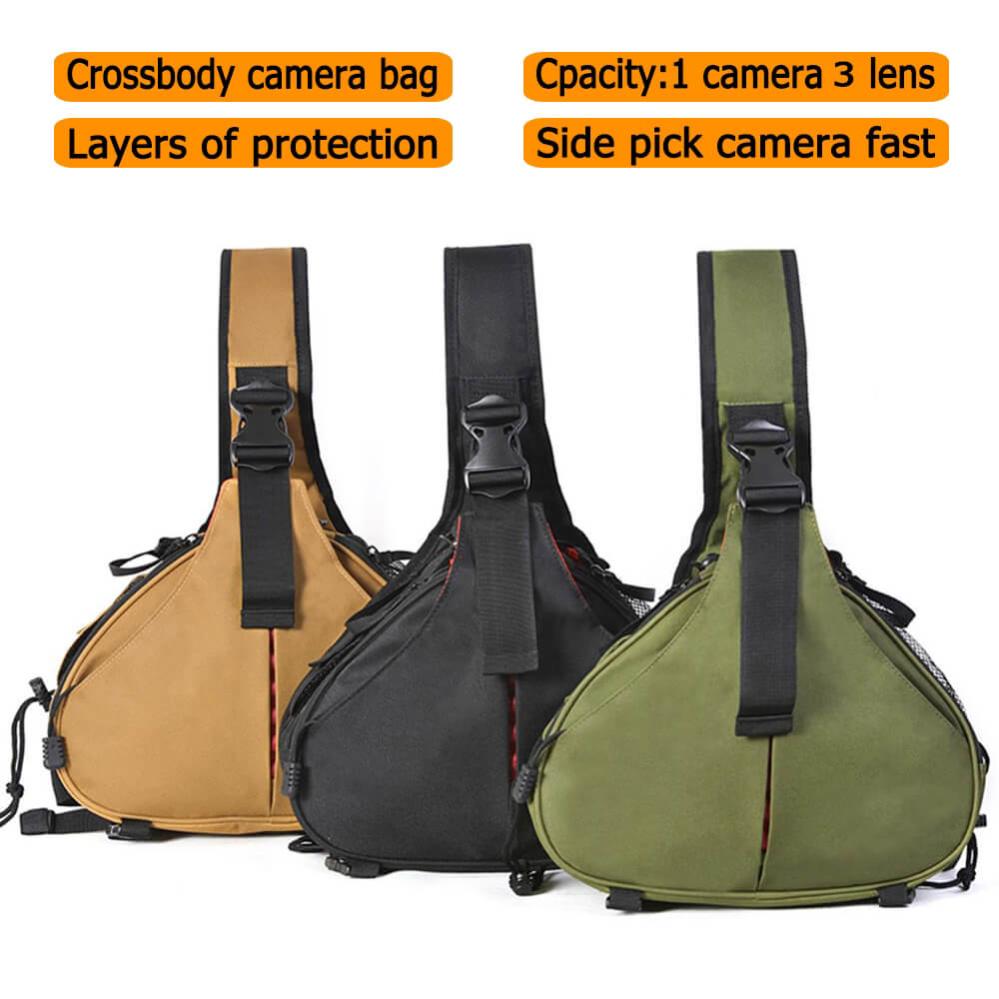  Caden Kameraväska grön med axelrem & regnskydd
