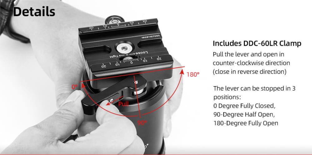  Sunwayfoto FB-52LR Kulhuvud & DDC-60LR fäste