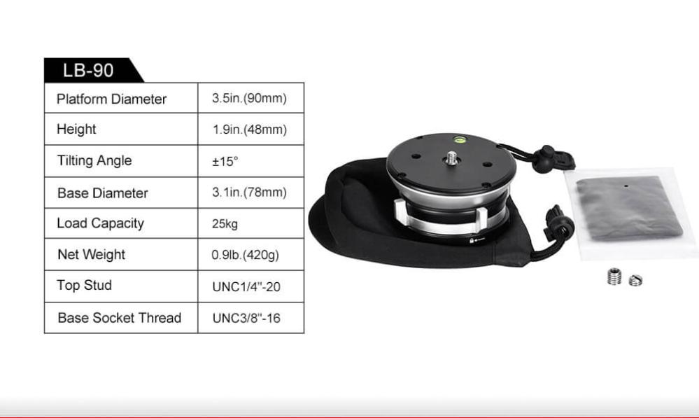  Sunwayfoto LB-90 Nivelleringshuvud 15 grader 25kg