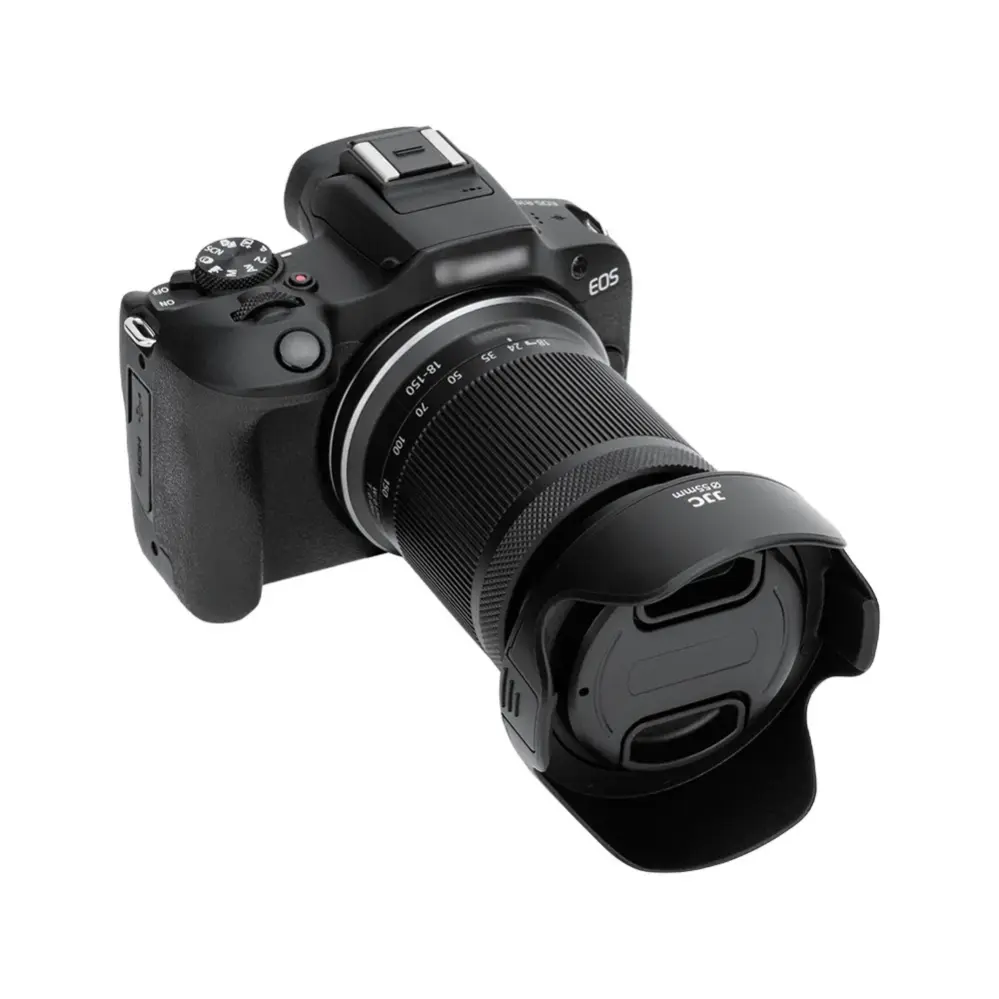  JJC LH-Q55 vastavalosuoja adapterirenkaalla – suojaa hajavalolta ja iskuilta