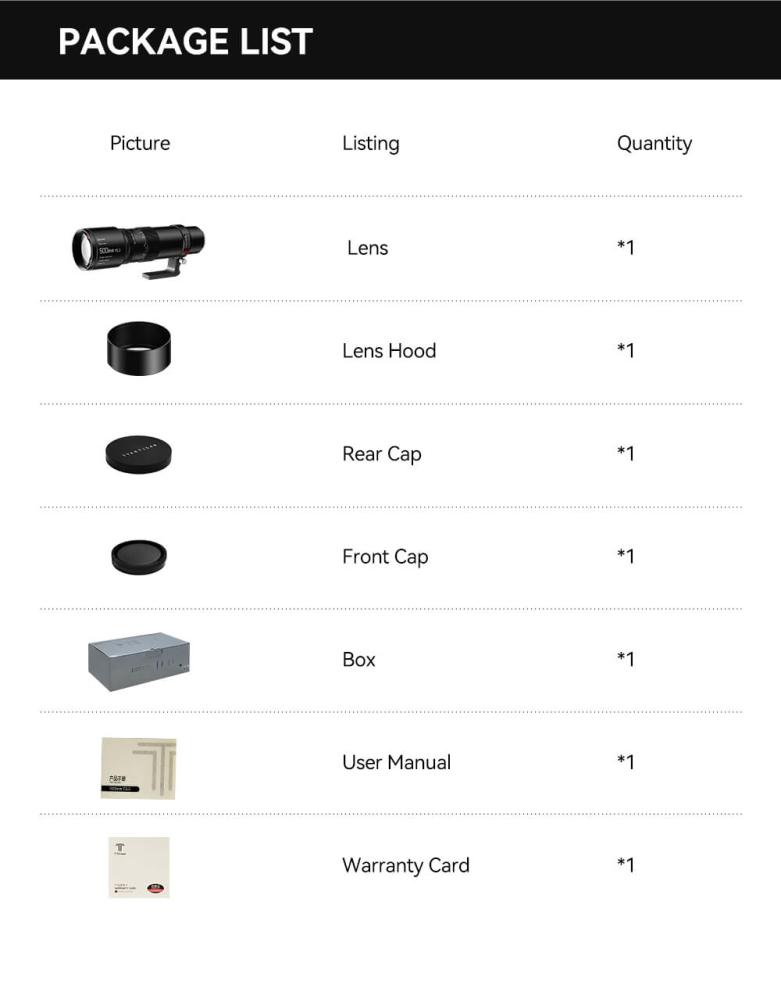  TTArtisan 500mm f/6,3 Nikon F -kameroille (täyskenno)