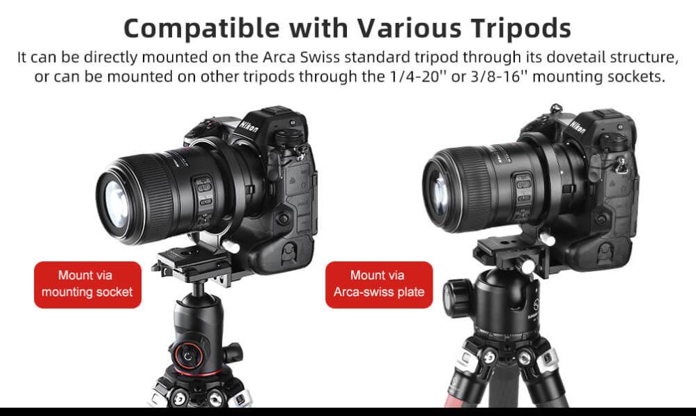  Sunwayfoto Objektivkrage för Nikon Z9 Arca Swiss platta