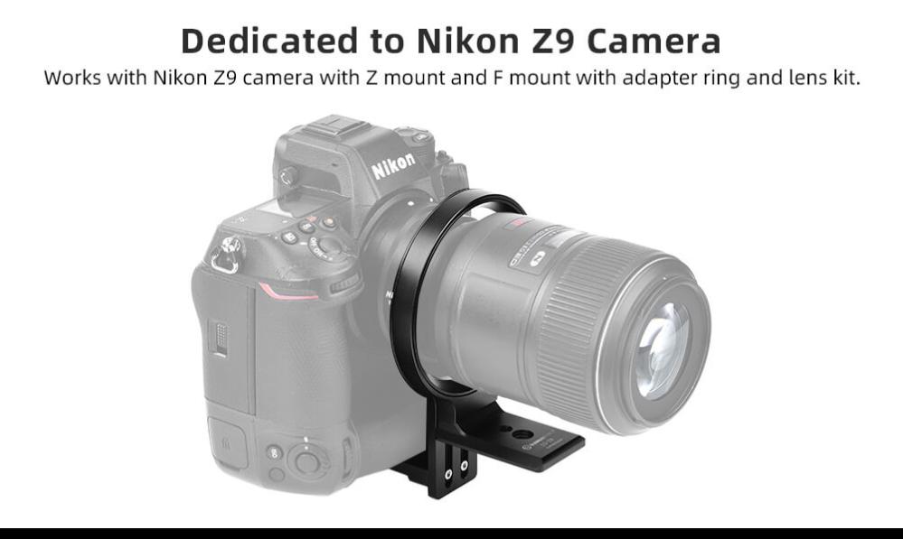  Sunwayfoto Objektivkrage för Nikon Z9 Arca Swiss platta