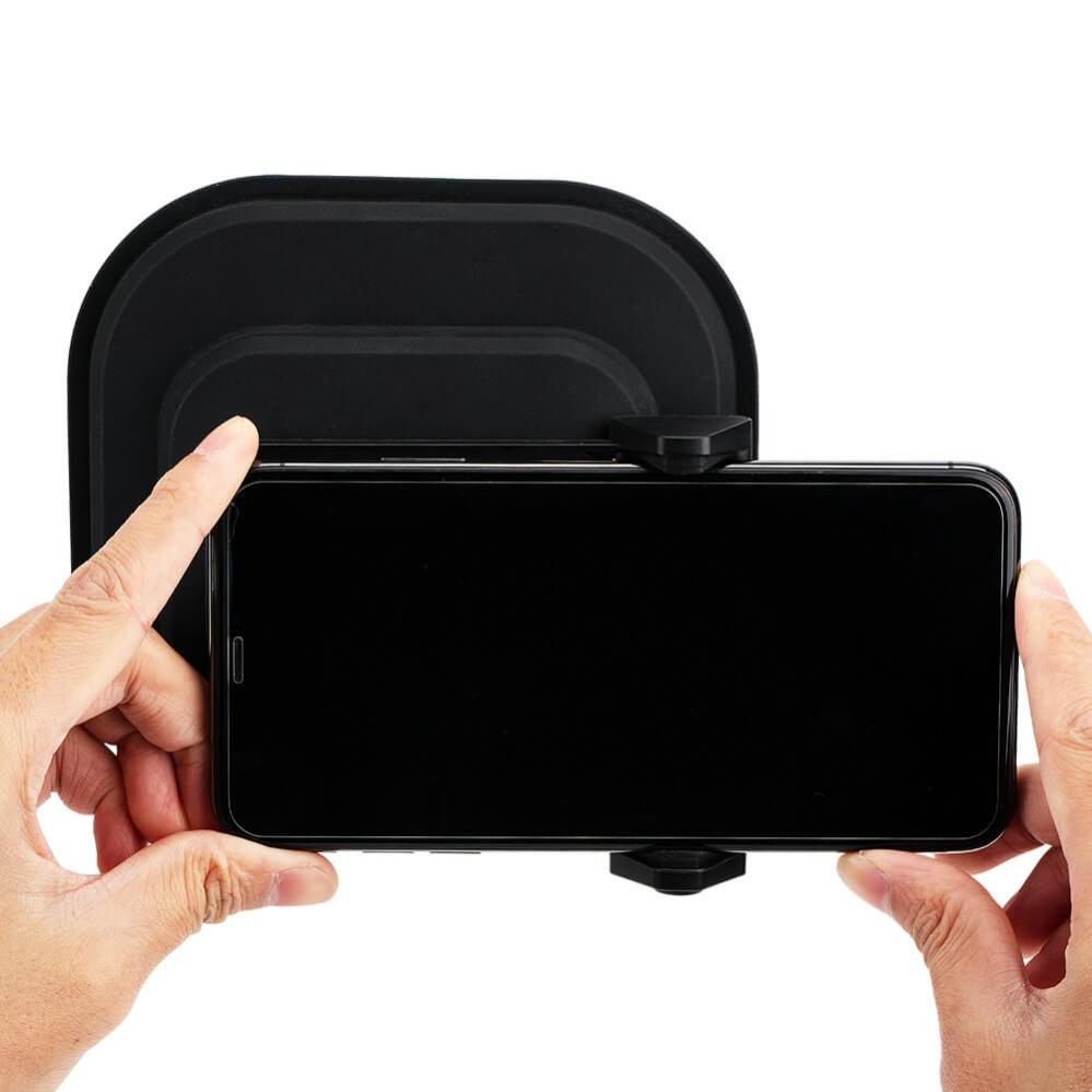  JJC Motljusskydd för mobil 60-85mm med kameran till vänster