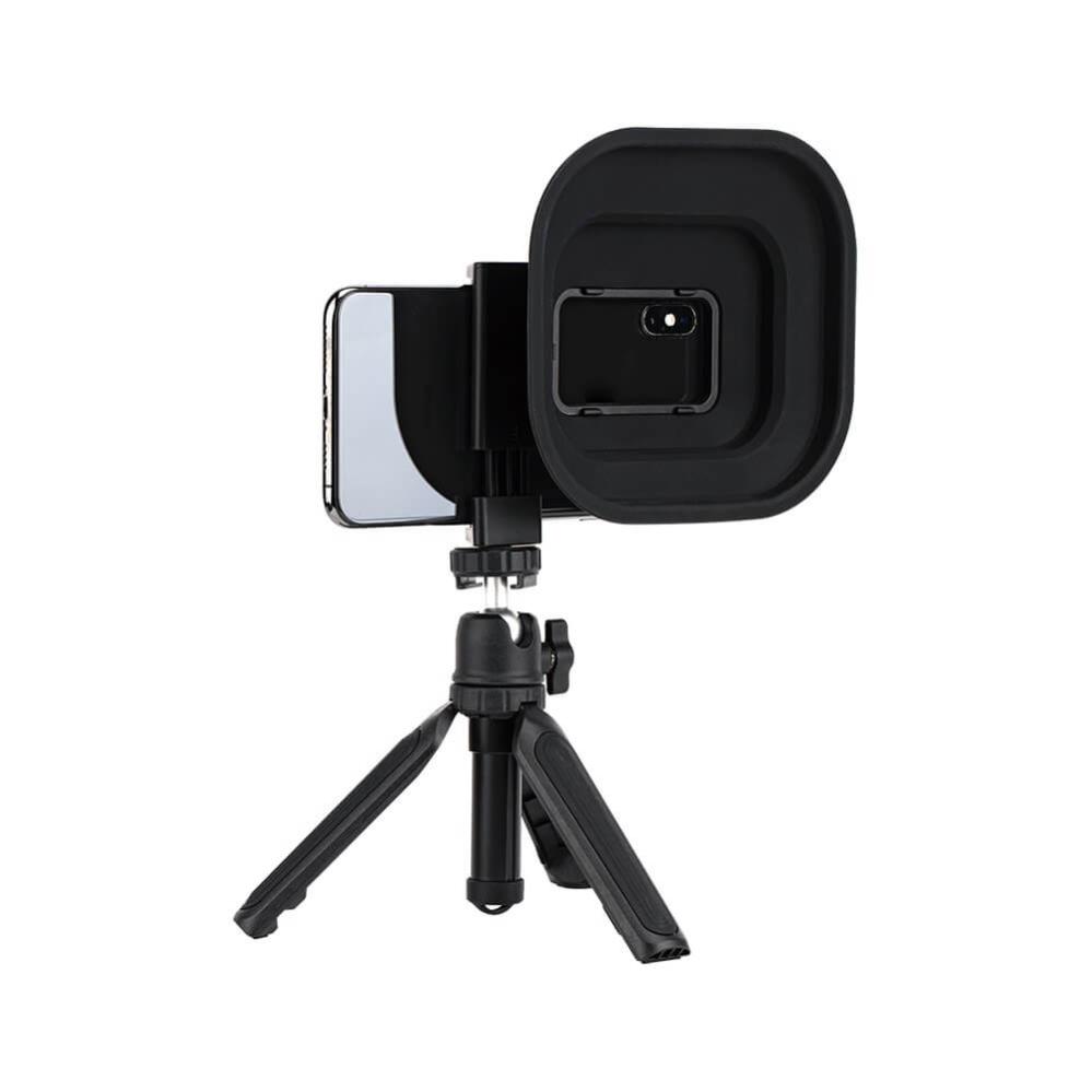  JJC Motljusskydd för mobil 60-85mm med kameran till vänster