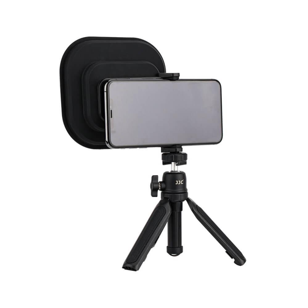  JJC Motljusskydd för mobil 60-85mm med kameran till vänster
