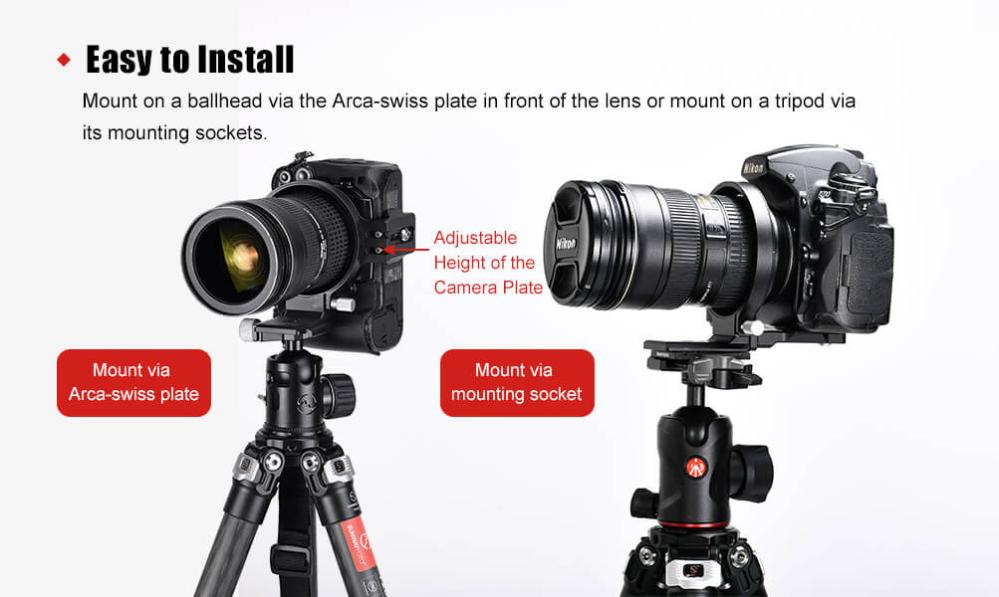  Sunwayfoto Objektivkrage/stöd med Arca Swiss platta