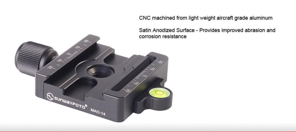  Sunwayfoto MAC-14 – Universal klämma för Manfrotto 200PL och Arca-Swiss-plattor