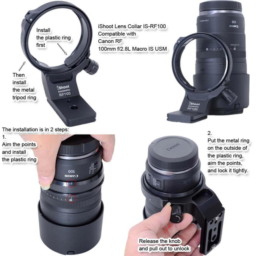  iShoot Stativfäste för Canon RF 100mm f/2.8L Macro IS USM
