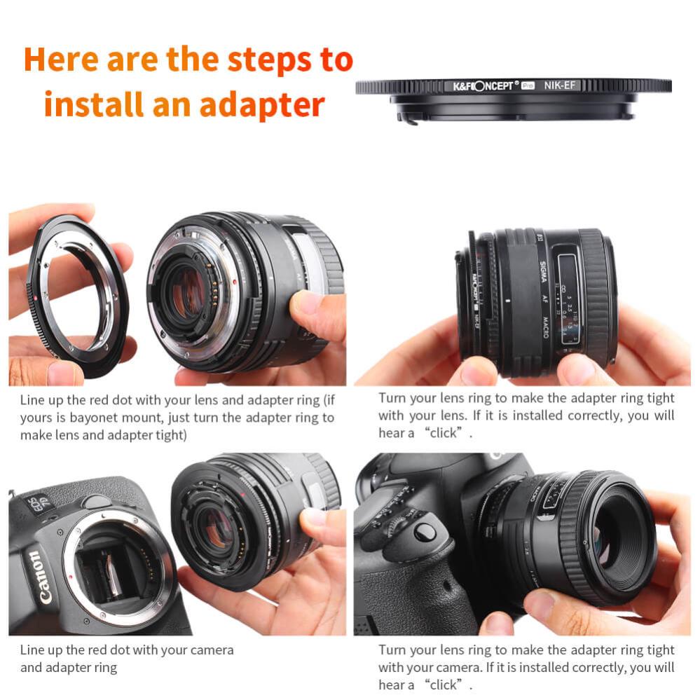  K&F Objektivadapter till Nikon F AF AI AI-S objektiv för Canon EOS kamerahus