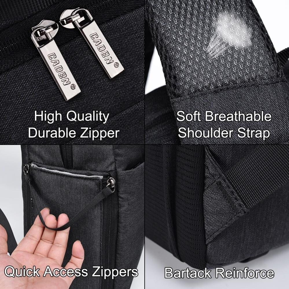  Caden L4 Kameraryggsäck svart för Systemkameran med delad förvaring