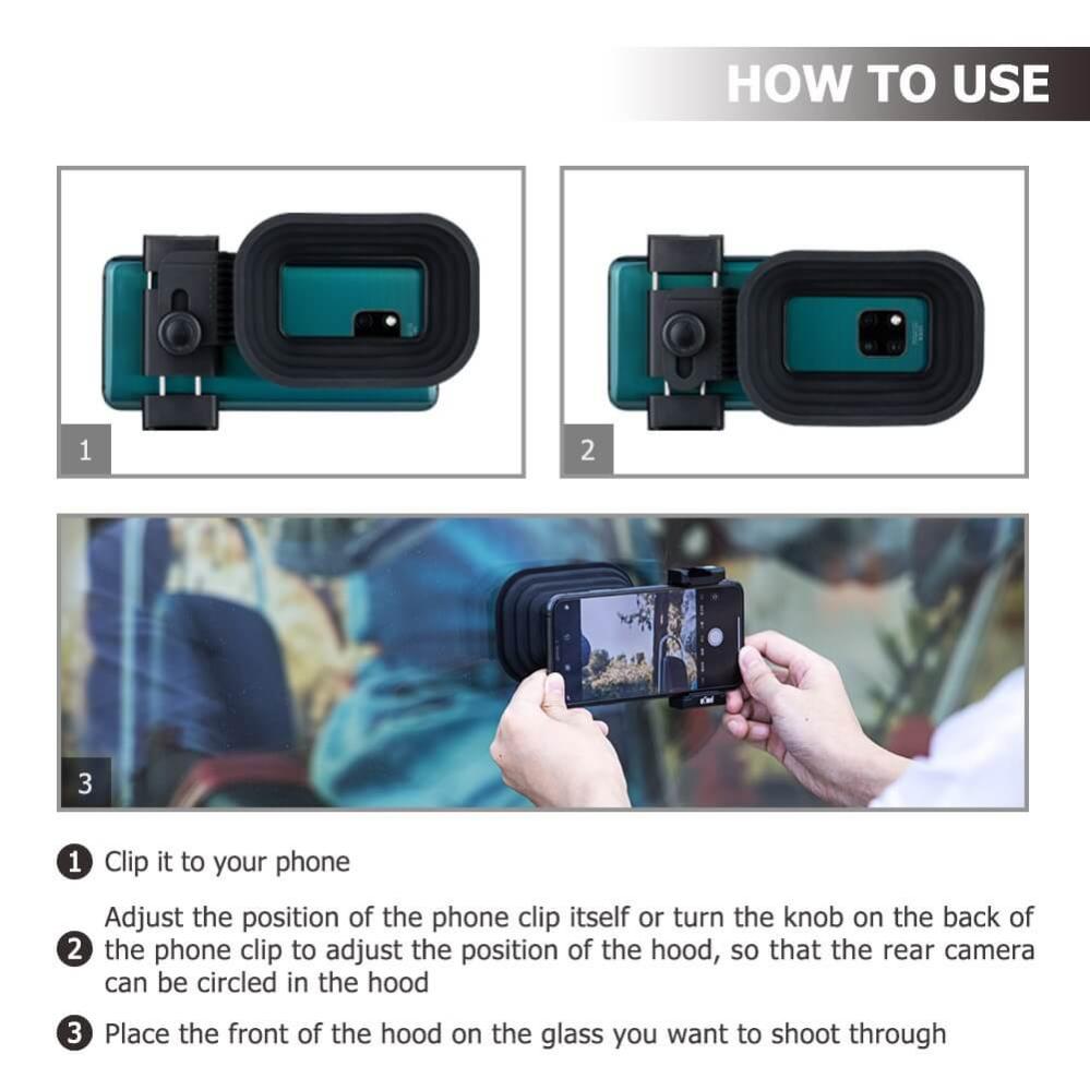  Kiwifotos Mobilhållare med motljusskydd för kamerastativ