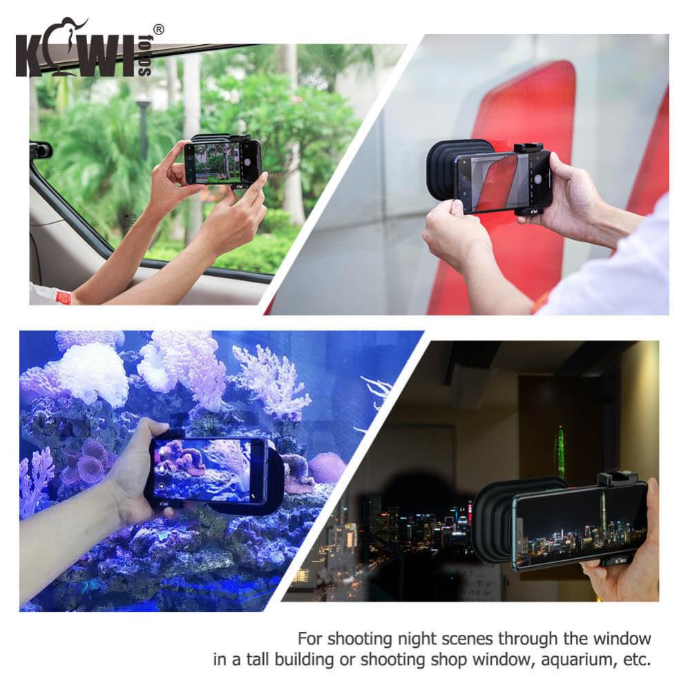  Kiwifotos Mobilhållare med motljusskydd för kamerastativ