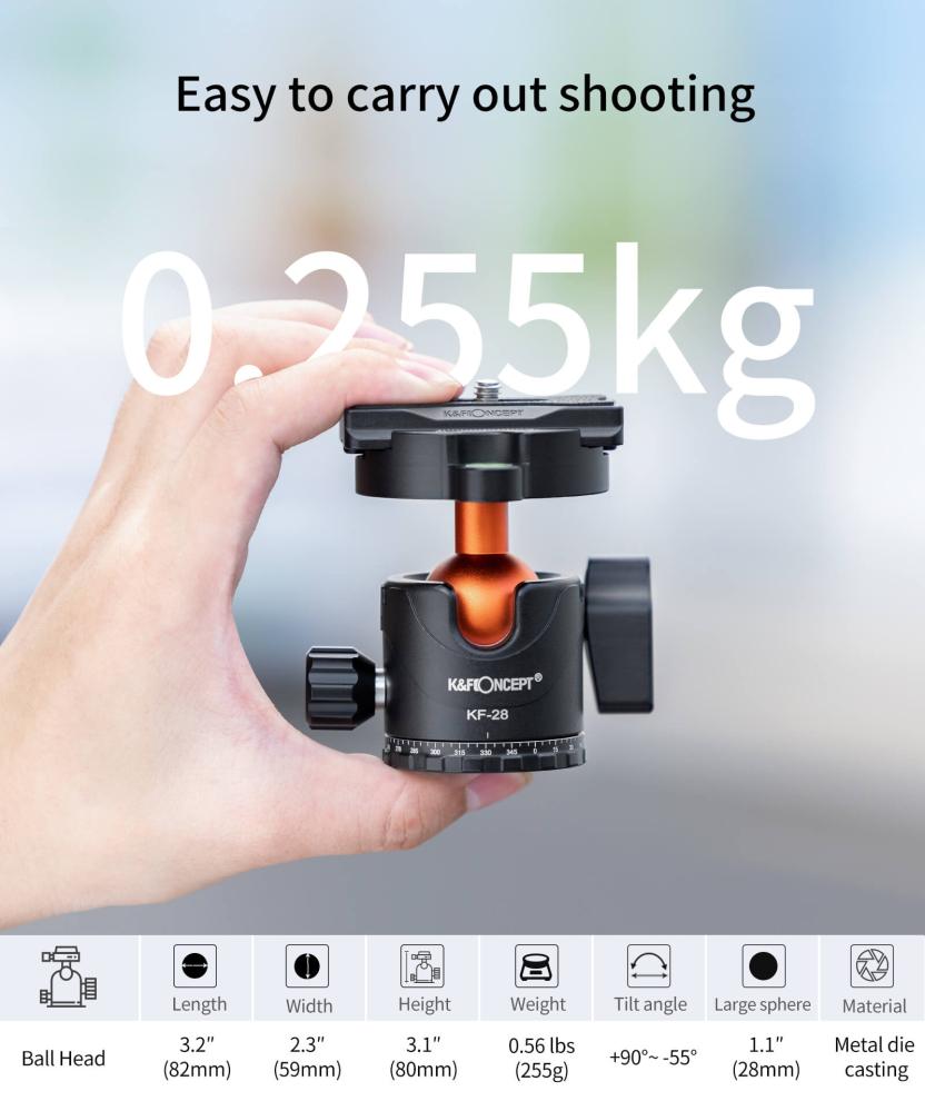  K&F Concept Kamerastativ med Panorama kulled 175cm KF09.089V1