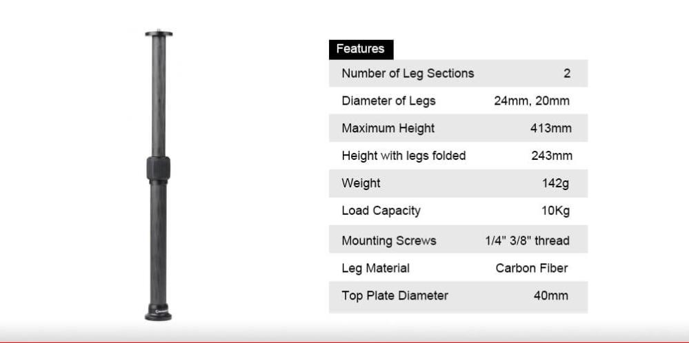  Sunwayfoto Stativförlängare 24-41cm av kolfiber