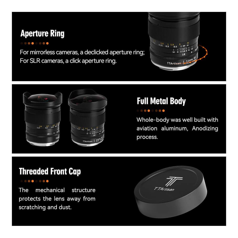  TTArtisan 11mm f/2,8 Fisheye Nikon Z -kameroille (täyskenno)
