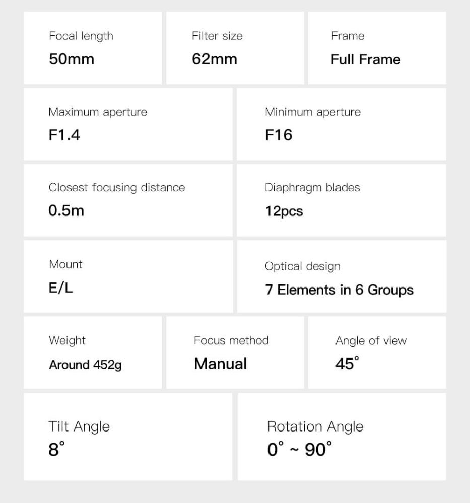 TTArtisan Tilt 50 mm f/1,4 Canon RF -objektiivi (täyskenno)