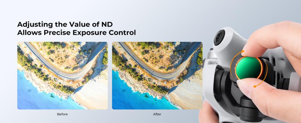  K&F Concept säädettävä ND-suodatin ND2–ND32 1–5 aukkoa DJI Mini 4 Pro:lle