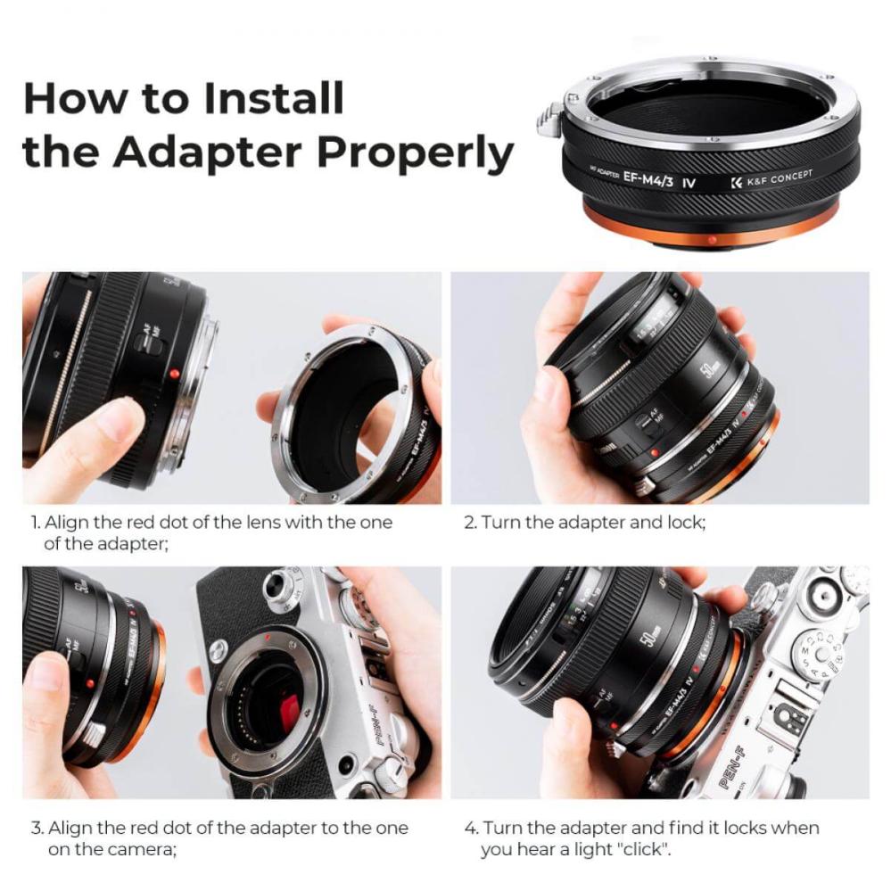  K&F Concept Objektivadapter IV Pro till Canon EF-objektiv för Micro 4/3