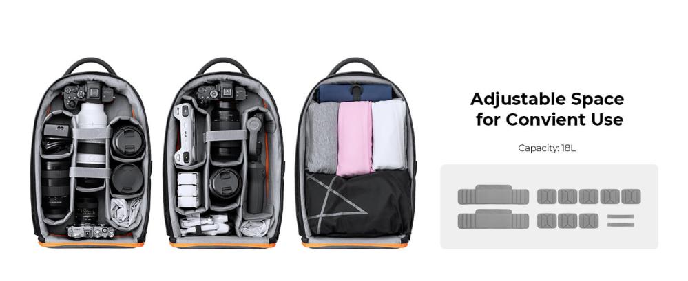  K&F Concept Beta 18L kamerareppu suurella säilytystilalla kameralle