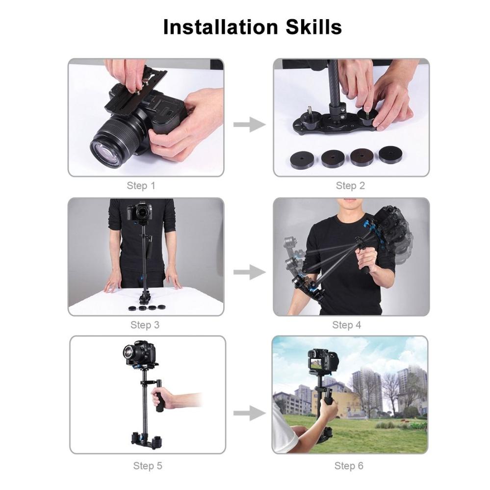  Puluz Handhållen kolfiber stabilisator för DSLR/DV-kameror (38.5-61cm)