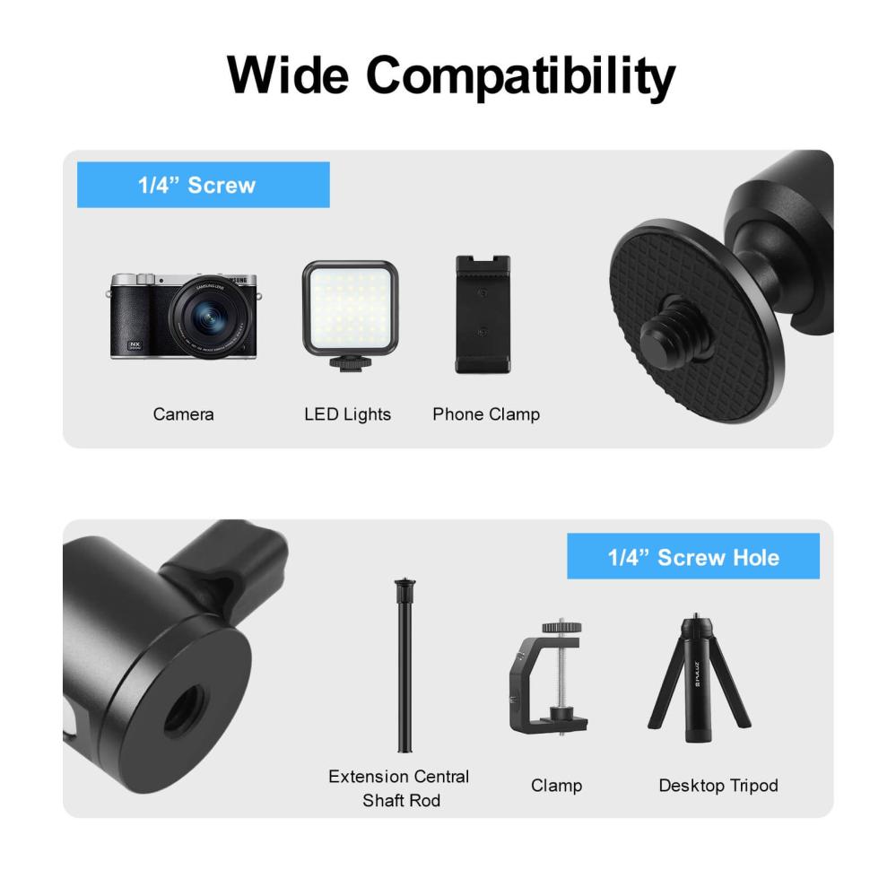  Puluz Kulledshuvud mini 1/4-tum hangänga med knopplås