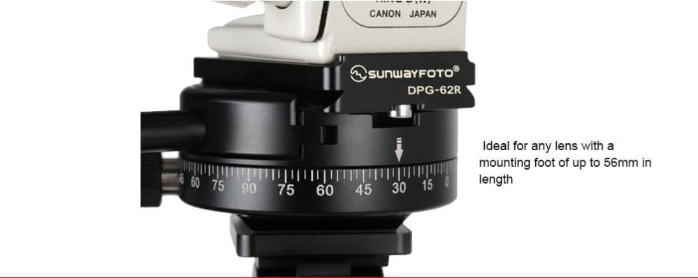  Sunwayfoto DPG-62R pikakiinnityslevy 62 mm Arca-Swiss sivutuella