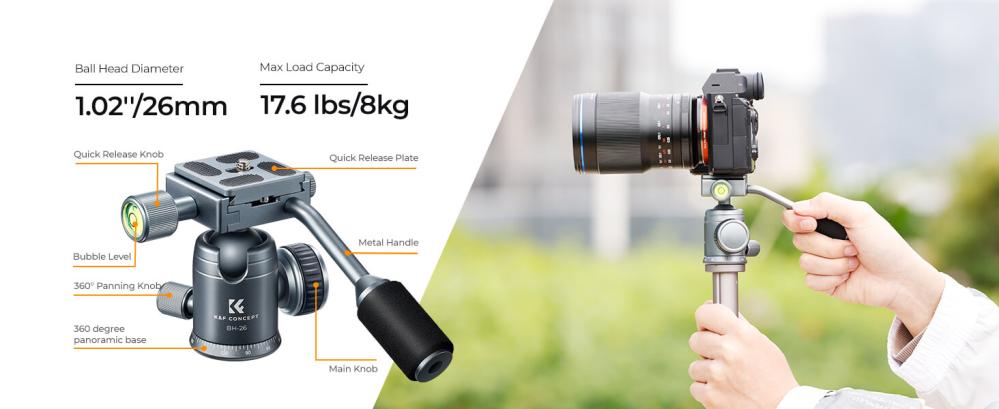  K&F Concept BH-26 Kulled med panoramaindexering med spak Kamda – nopea toimitus ja turvallinen verkkokauppa