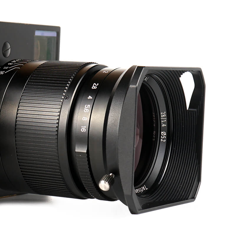  7Artisans Vastavalosuoja ja suojus 28mm f/1.4 -objektiiville