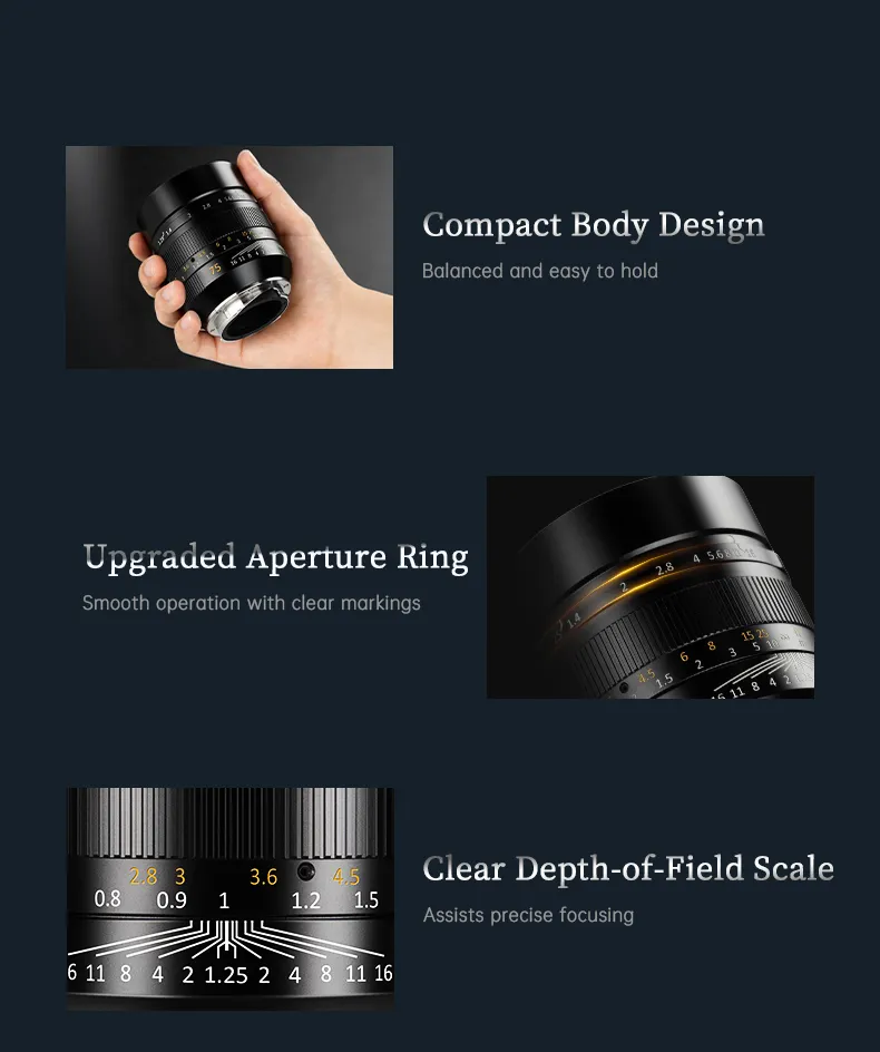  7Artisans 75mm f/1,25 II Leica M -kameralle Kamda – nopea toimitus ja turvallinen verkkokauppa