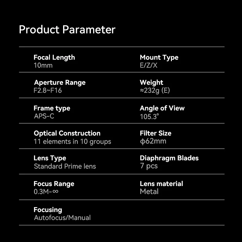  7Artisans AF 10mm f/2,8 för Sony E (APS-C)