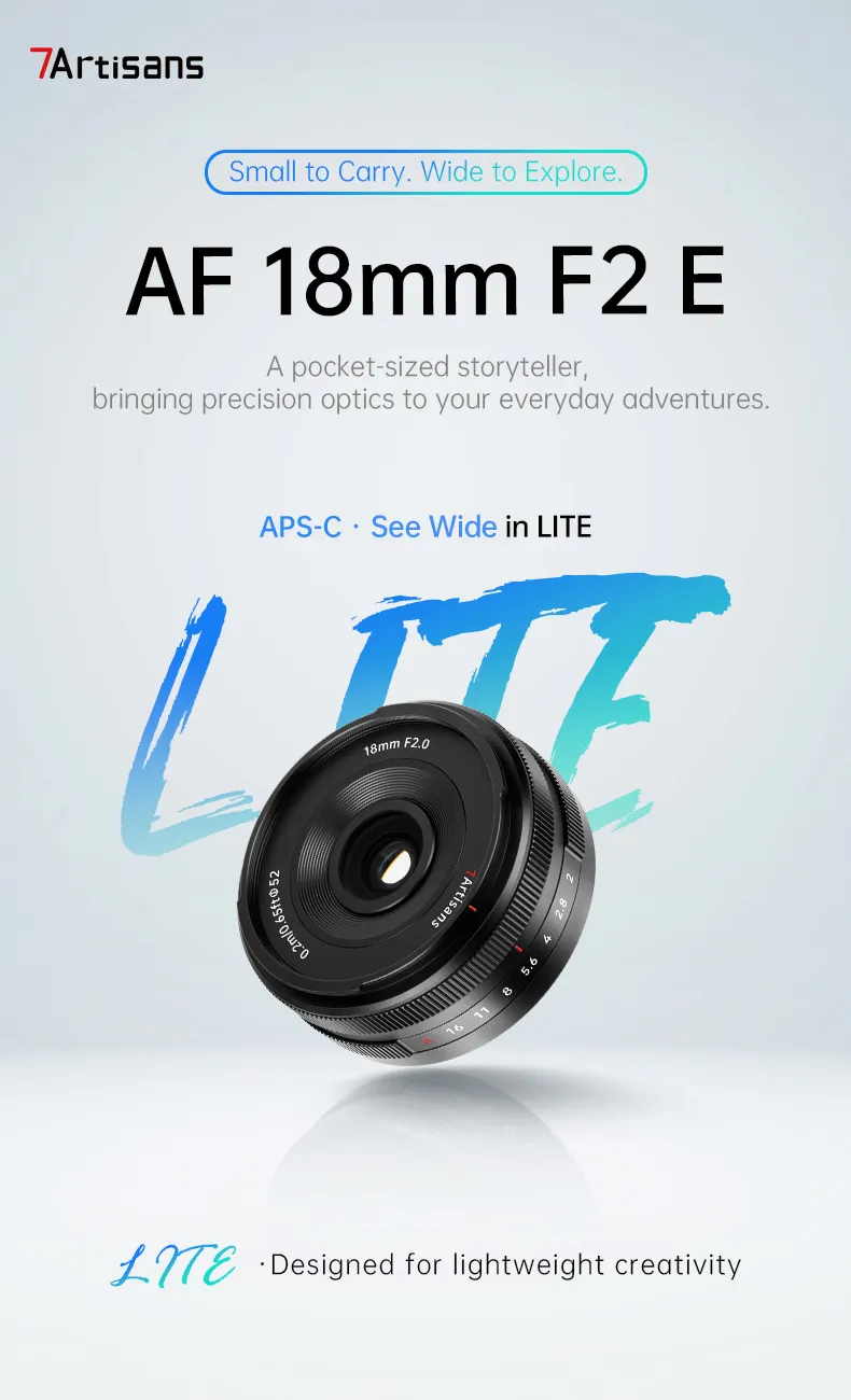  7Artisans AF 18mm f/2 Lite Fujifilm X -kiinnitykselle (APS-C) Kamda – nopea toimitus ja turvallinen verkkokauppa
