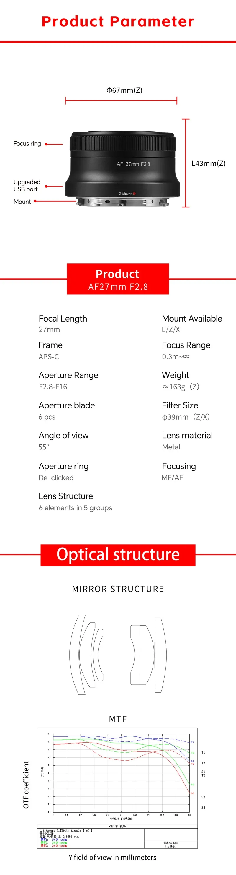  7Artisans AF 27mm f/2,8 Fujifilm X -kameralle (APS-C)