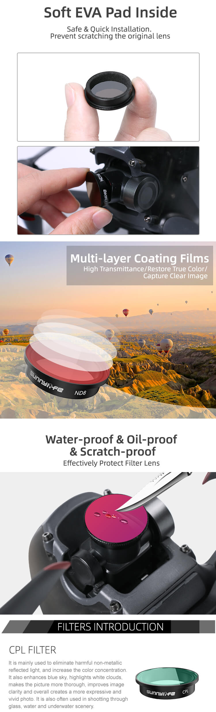  Sunnylife CPL-suodatin DJI FPV:lle