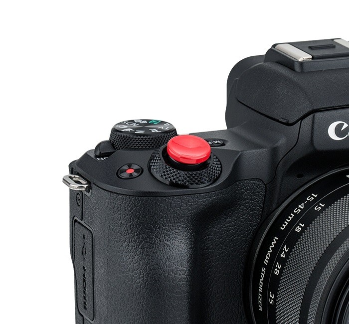  JJC itsekiinnittyvä pehmeä laukaisinpainike – punainen kovera