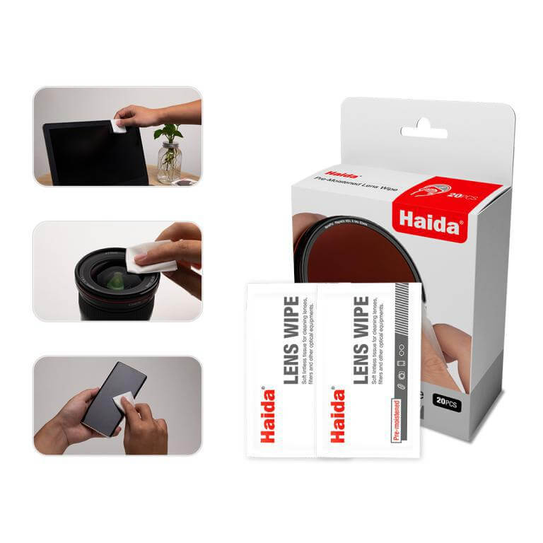  Haida 20 stycken förfuktade Rengöringsservetter för rengöring av optik, mobil