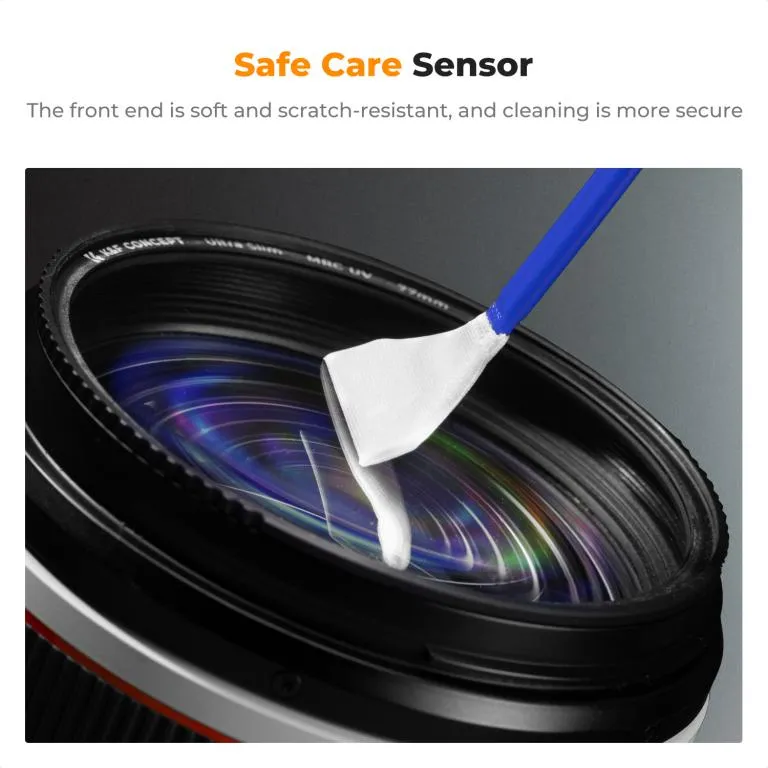  K&F Concept 10st Rengöringsstickor & rengöringsvätska för fullformat