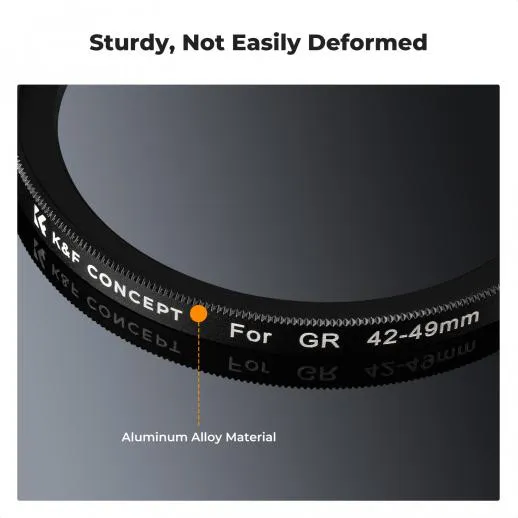 K&F Concept step-up-rengas 42–49 mm ja linssinsuojus Ricoh GR -sarjaan