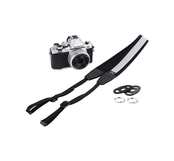  JJC NS-M1 Kamerarem i neopren – bekväm för nacken (grå) med 2 bandöglor