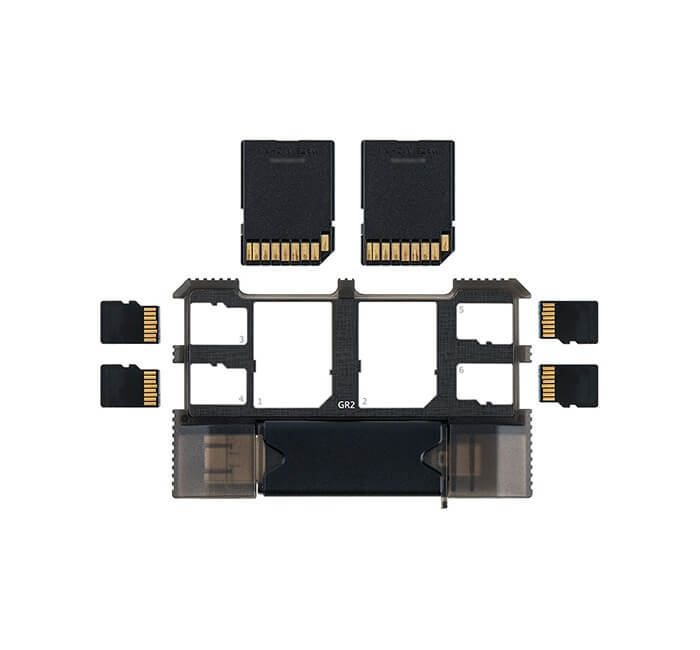  JJC Minneskorthållare & kortläsare för 2xSD 4XMSD