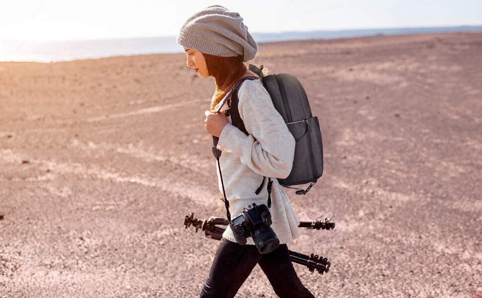  Caden L4 Kameraryggsäck svart för Systemkameran med delad förvaring