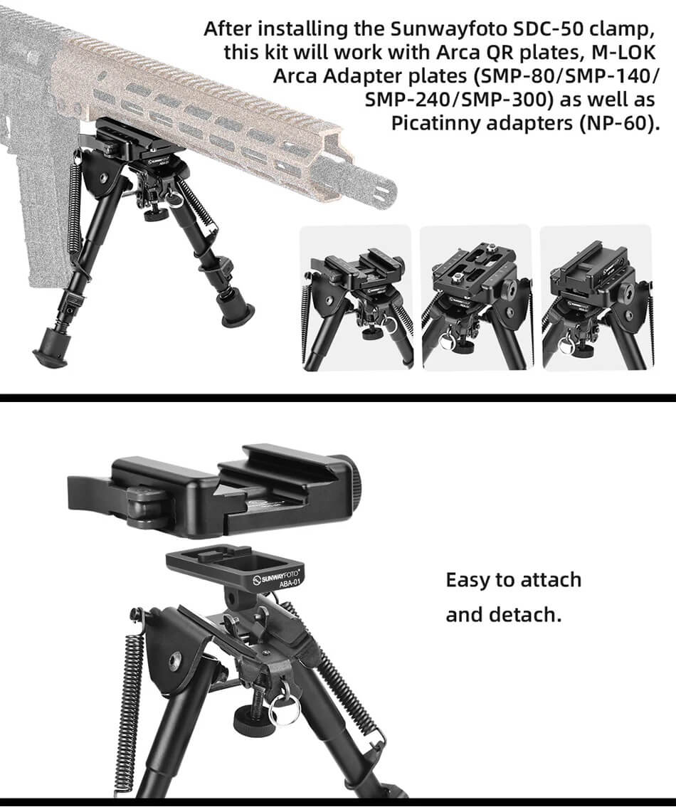  Sunwayfoto ABA-01 Harris bipod-adapteri Arca-Swiss-kiinnikkeelle