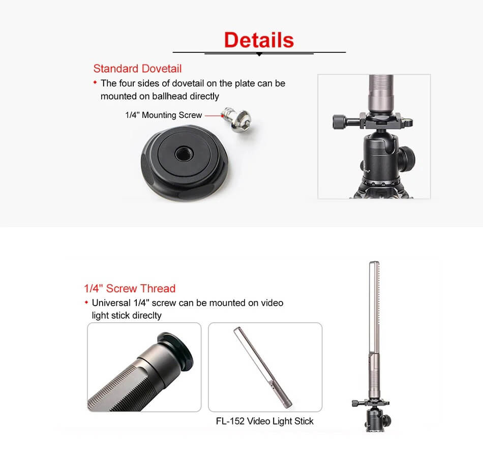  Sunwayfoto AP-152 Rund Arca Swiss platta för LED ljusstav