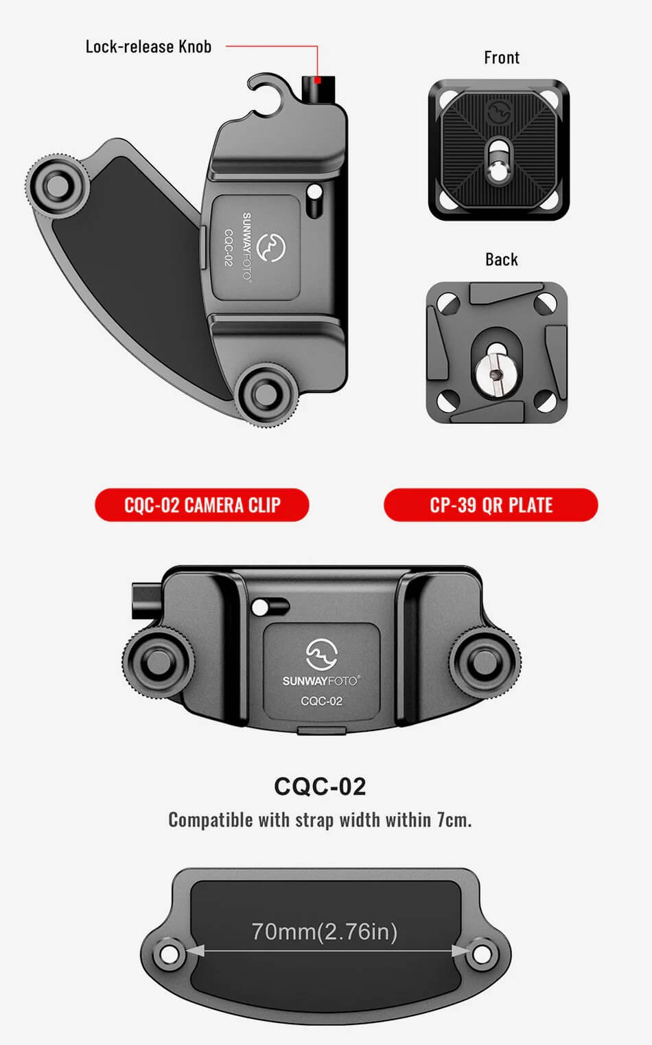  Sunwayfoto CQC-02 Kamerahölster med fäste & Arca platta