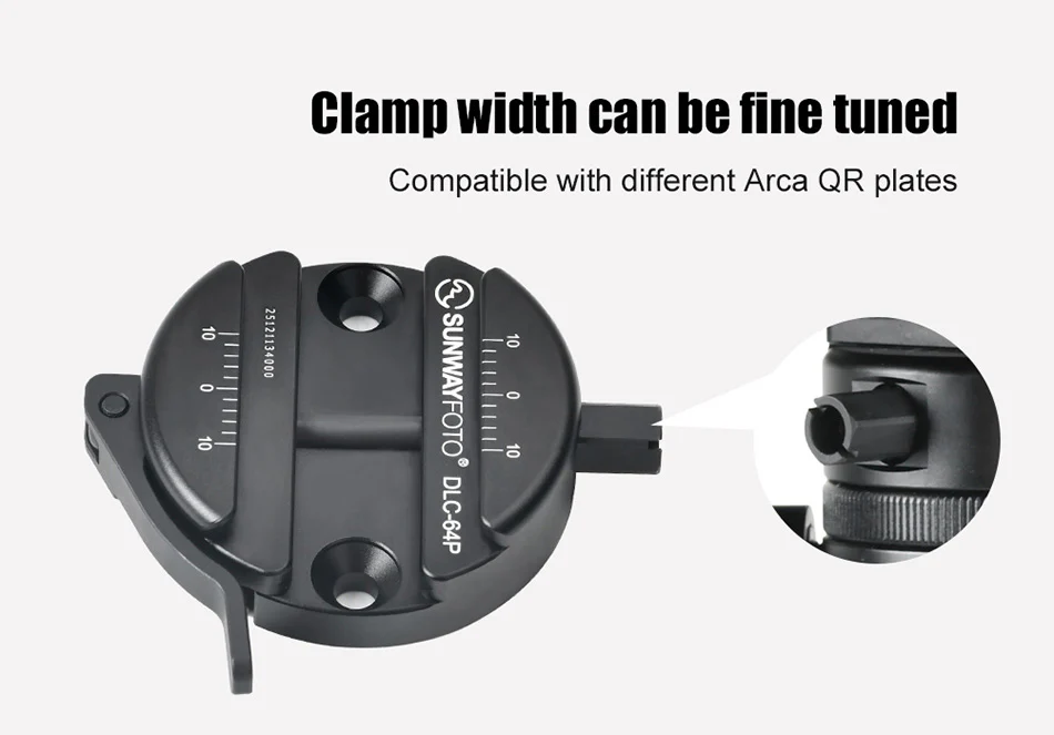  Sunwayfoto DLC-64PC Arca-pikakiinnike 64mm Kamda – nopea toimitus ja turvallinen verkkokauppa