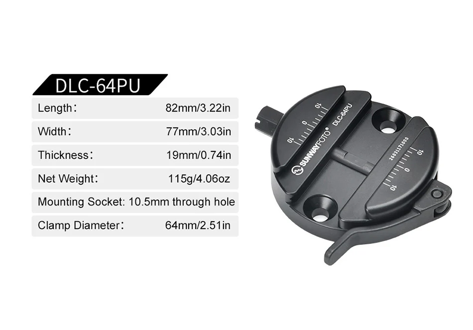  Sunwayfoto DLC-64PC Arca-pikakiinnike 64mm Kamda – nopea toimitus ja turvallinen verkkokauppa